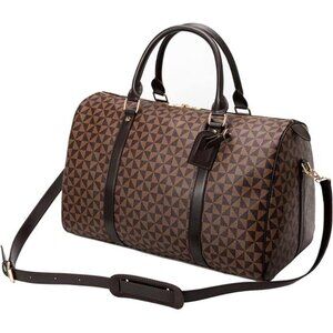 Large Capacity Lightweight Weekender Bag – Brown Travel Duffel Bag Unisex